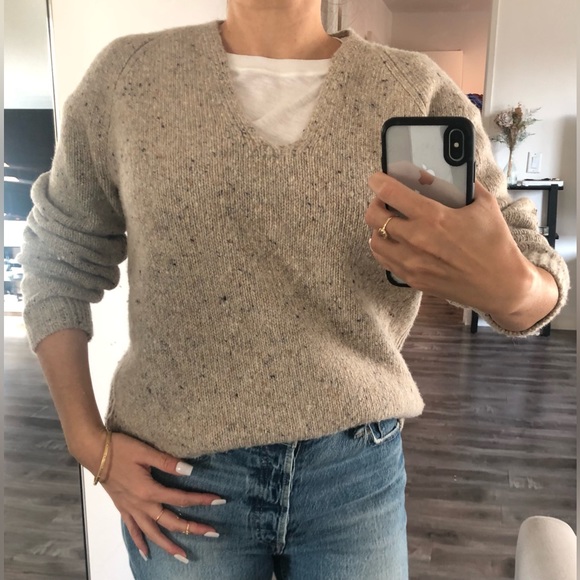 Cream Beige Vince Sweater V Neck Wool Alpaca Small - Picture 3 of 8